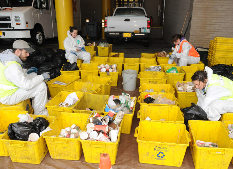 Waste Minimization Team sorting recylcing at PDX airport